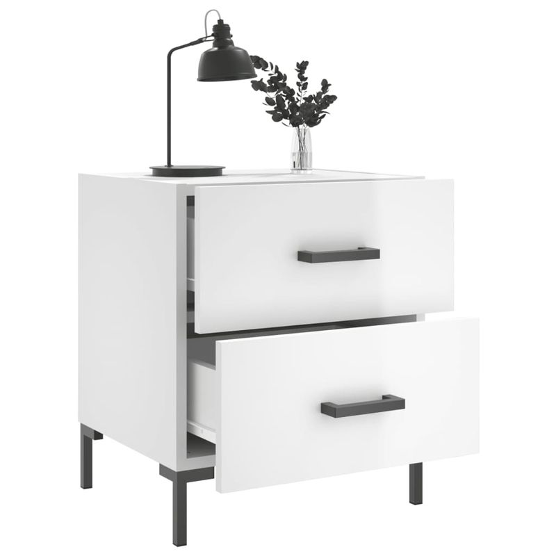 Casa si Gradina - Mobilier - Comode si corpuri - Noptiere - Noptiere, 2 buc., alb extralucios, 40x35x47,5 cm, lemn compozit - Infinity.ro