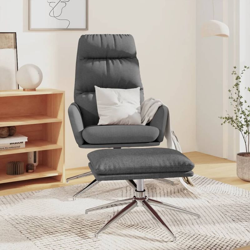 Casa si Gradina - Mobilier - Scaune si fotolii - Fotolii - Fotoliu de relaxare cu taburet, gri deschis, material textil - Infinity.ro