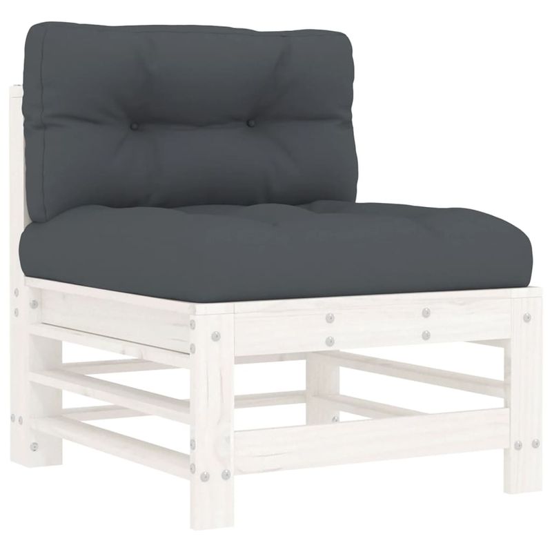 Casa si Gradina - Gradina si terasa - Mobilier exterior - Seturi mobila gradina - Set mobilier de gradina cu perne, 5 piese, alb, lemn masiv - Infinity.ro