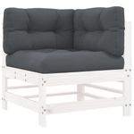 Casa si Gradina - Gradina si terasa - Mobilier exterior - Seturi mobila gradina - Set mobilier de gradina cu perne, 5 piese, alb, lemn masiv - Infinity.ro