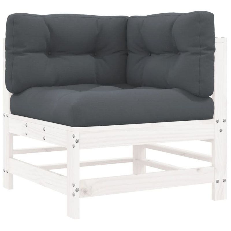 Casa si Gradina - Gradina si terasa - Mobilier exterior - Seturi mobila gradina - Set mobilier de gradina cu perne, 5 piese, alb, lemn masiv - Infinity.ro