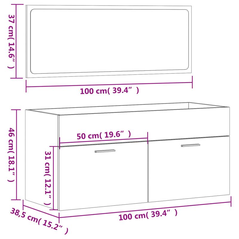 Casa si Gradina - Mobilier - Mobilier baie - Comode baie - Dulap de baie cu oglinda, stejar sonoma, lemn prelucrat - Infinity.ro