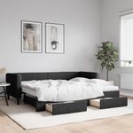 Casa si Gradina - Mobilier - Paturi si accesorii - Paturi - Pat de zi cu extensie si sertare, negru, 80x200 cm, textil - Infinity.ro