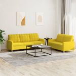 Casa si Gradina - Mobilier - Seturi de mobilier - Seturi living - Set de canapele cu perne, 2 piese, galben deschis, textil - Infinity.ro