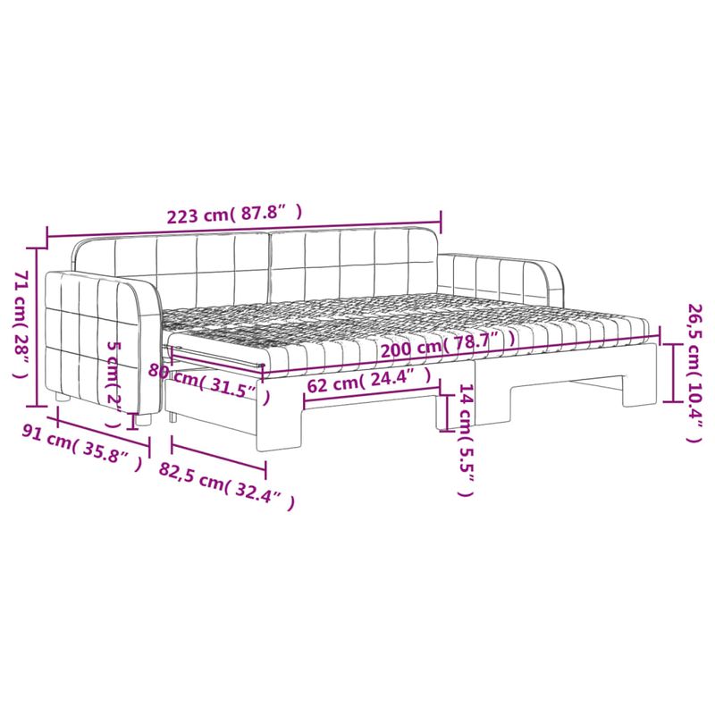 Casa si Gradina - Mobilier - Paturi si accesorii - Paturi - Pat de zi cu extensie si saltea, galben, 80x200 cm, catifea - Infinity.ro