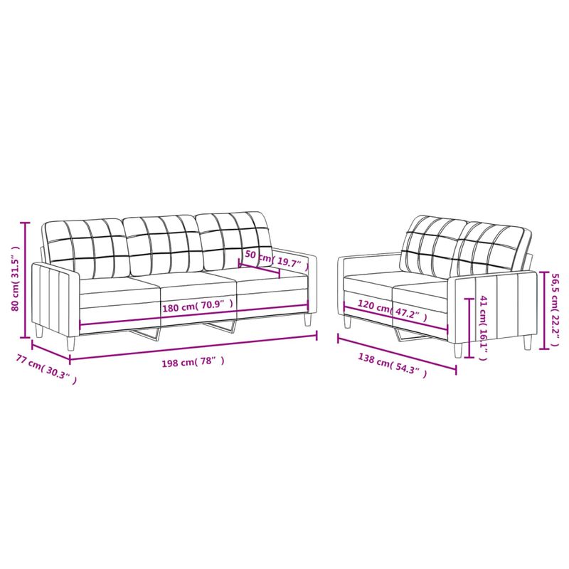 Casa si Gradina - Mobilier - Seturi de mobilier - Seturi living - Set de canapele cu perne, 2 piese, galben deschis, textil - Infinity.ro