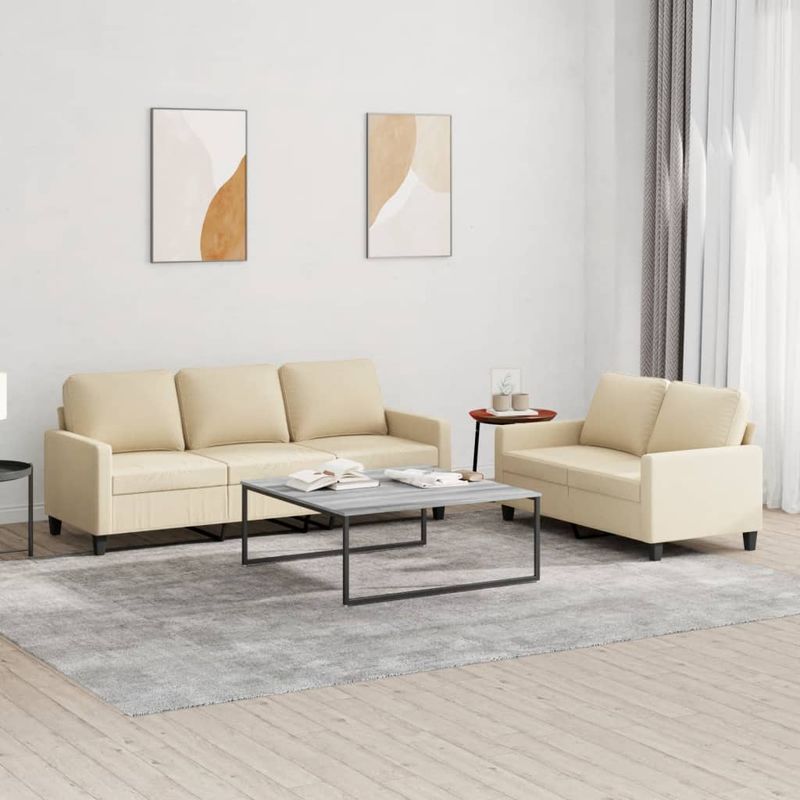 Casa si Gradina - Mobilier - Seturi de mobilier - Seturi living - Set de canapele cu perne, 2 piese, crem, textil - Infinity.ro