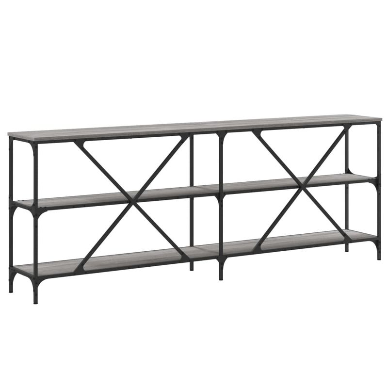 Casa si Gradina - Mobilier - Comode si corpuri - Console - Masa consola, gri sonoma, 200x30x75 cm lemn prelucrat si fier - Infinity.ro