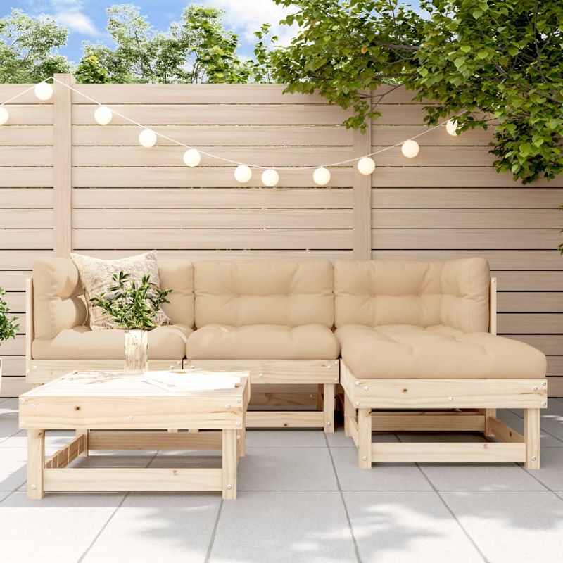 Casa si Gradina - Gradina si terasa - Mobilier exterior - Seturi mobila gradina - Set mobilier relaxare de gradina 5 piese lemn masiv de pin - Infinity.ro