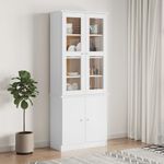 Casa si Gradina - Mobilier - Comode si corpuri - Comode - Vitrina din sticla „ALTA”, alb, 77x35x186,5 cm, lemn masiv pin - Infinity.ro