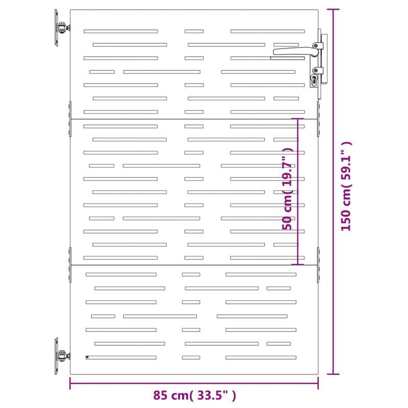 Casa si Gradina - Constructii - Usi interior, exterior si garaj - Usi garaj - Poarta pentru gradina, 85x150 cm, otel corten, dreptunghiuri - Infinity.ro