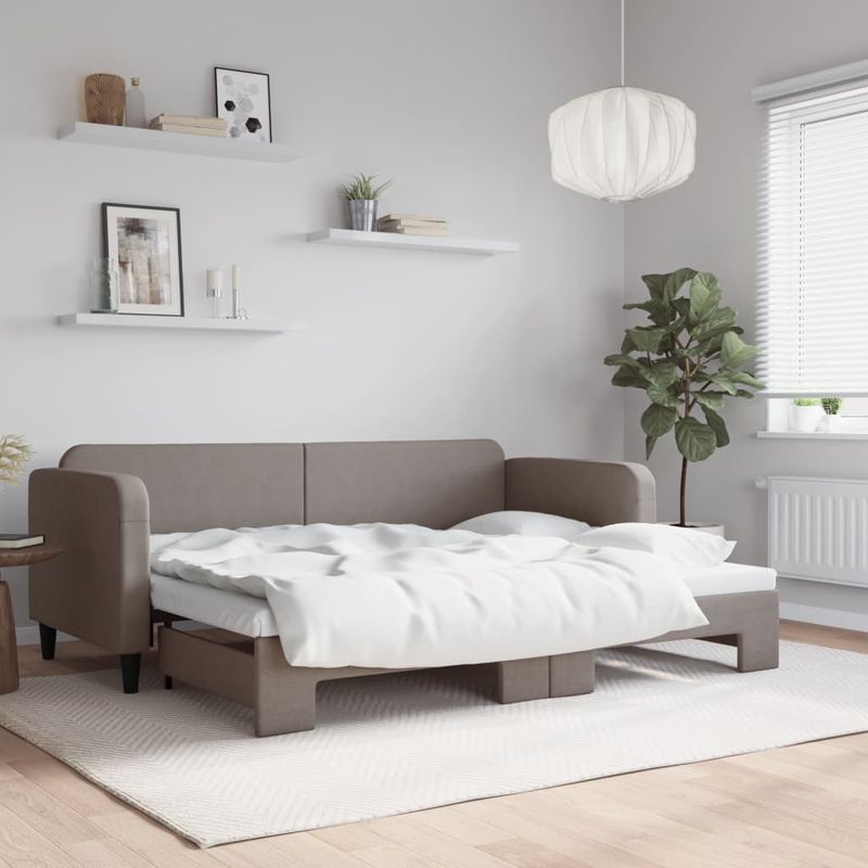 Casa si Gradina - Mobilier - Paturi si accesorii - Paturi - Pat de zi cu extensie, gri taupe, 80x200 cm, textil - Infinity.ro
