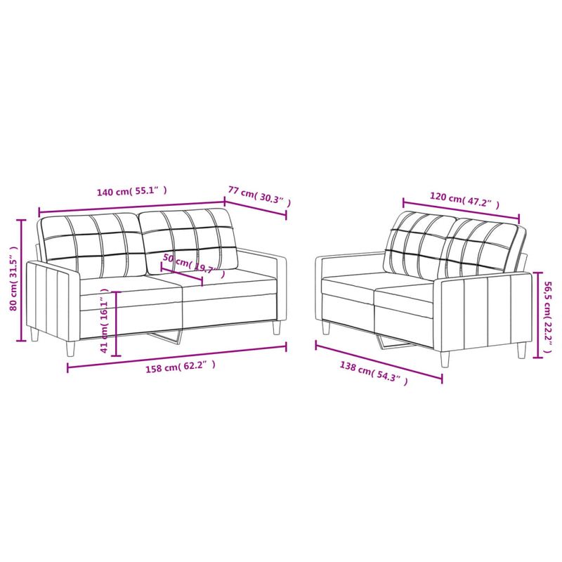 Casa si Gradina - Mobilier - Seturi de mobilier - Seturi living - Set de canapele cu perne, 2 piese, maro, textil - Infinity.ro