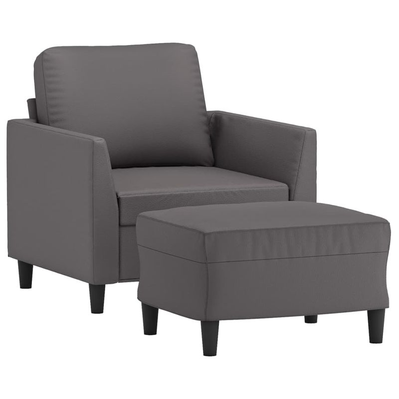 Casa si Gradina - Mobilier - Scaune si fotolii - Fotolii - Fotoliu canapea cu taburet, gri, 60 cm, piele ecologica - Infinity.ro