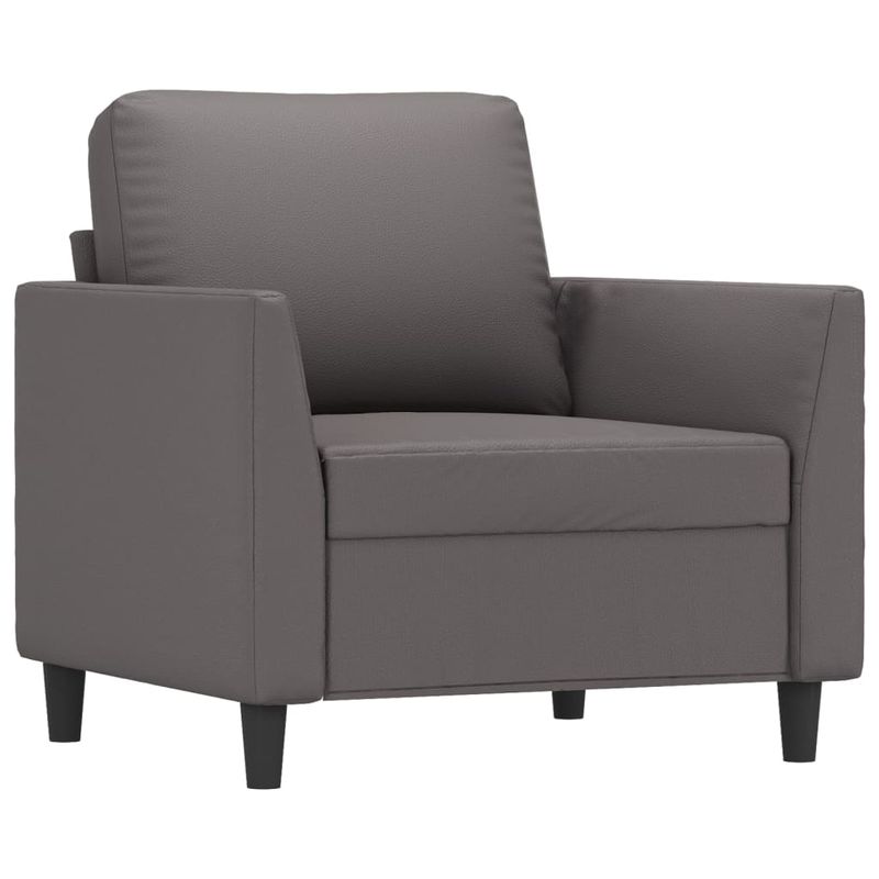 Casa si Gradina - Mobilier - Scaune si fotolii - Fotolii - Fotoliu canapea cu taburet, gri, 60 cm, piele ecologica - Infinity.ro