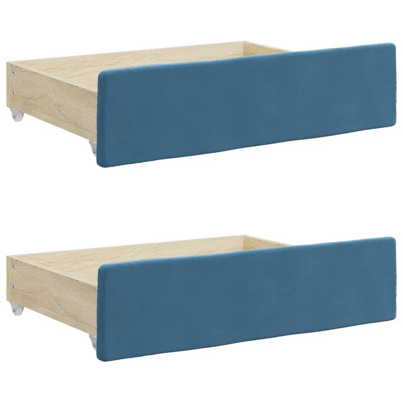 Casa si Gradina - Mobilier - Paturi si accesorii - Paturi - Pat de zi cu extensie si sertare, albastru, 100x200 cm, catifea - Infinity.ro
