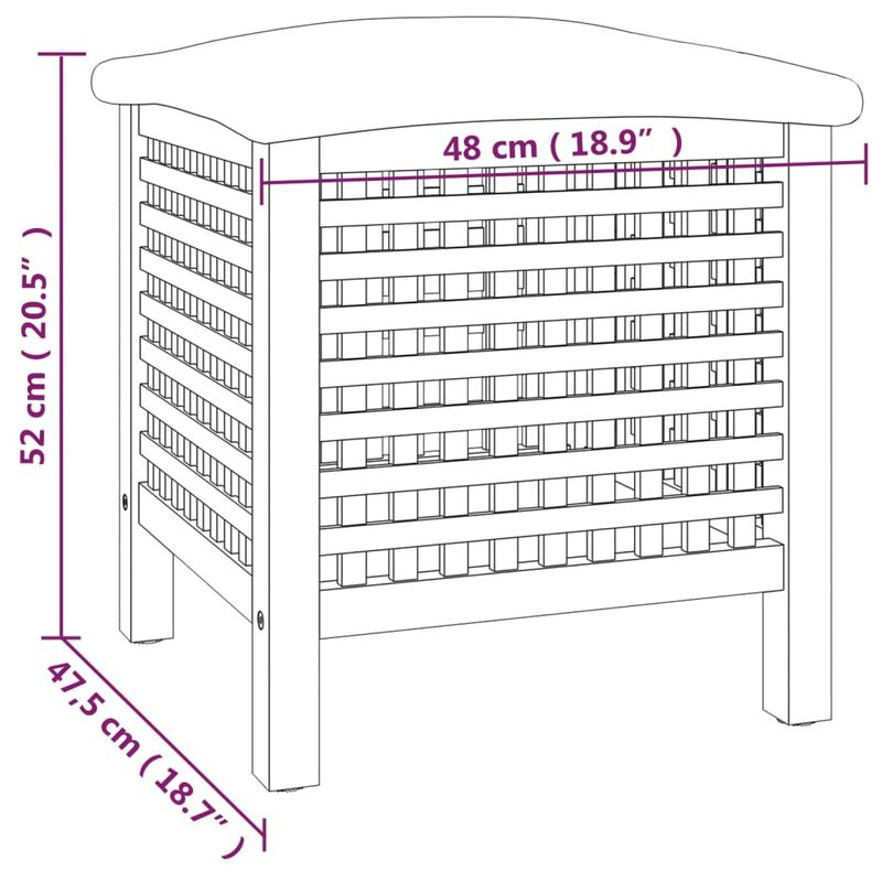 Casa si Gradina - Sanitare - Suporturi si accesorii baie - Accesorii baie - Taburet de baie, 48x47,5x52 cm, lemn masiv de nuc - Infinity.ro