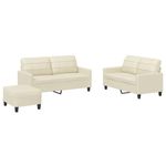 Casa si Gradina - Mobilier - Seturi de mobilier - Seturi living - Set de canapele cu perne, 3 piese, crem, piele ecologica - Infinity.ro