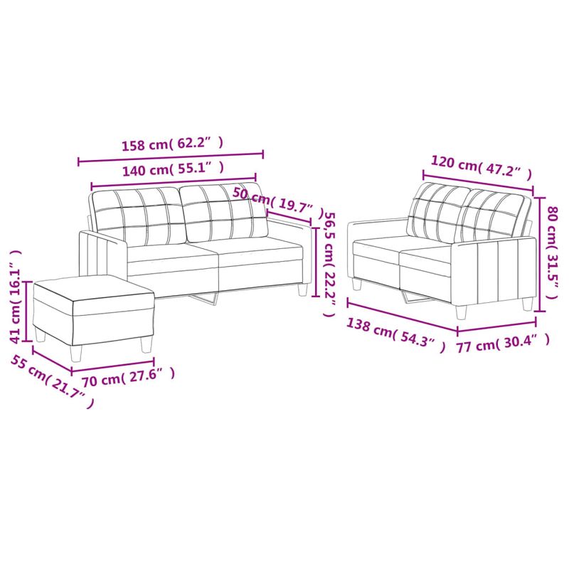 Casa si Gradina - Mobilier - Seturi de mobilier - Seturi living - Set de canapele cu perne, 3 piese, crem, piele ecologica - Infinity.ro