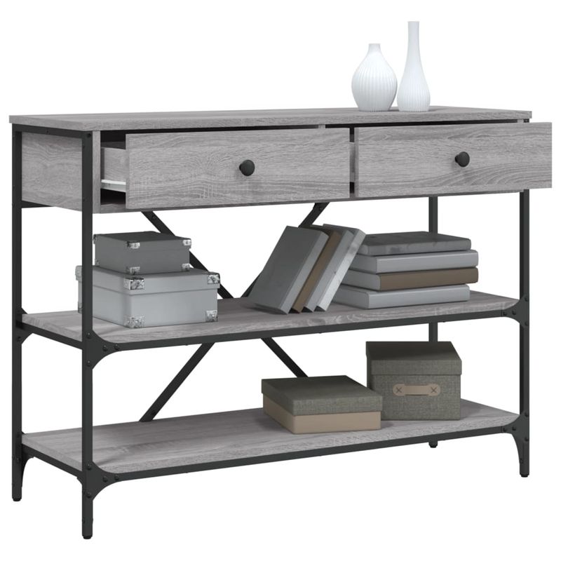 Casa si Gradina - Mobilier - Comode si corpuri - Console - Masa consola cu sertare si rafturi sonoma gri lemn prelucrat - Infinity.ro