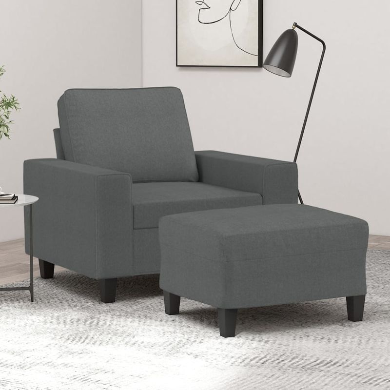 Casa si Gradina - Mobilier - Scaune si fotolii - Fotolii - Fotoliu canapea cu taburet, gri inchis, 60 cm, textil - Infinity.ro