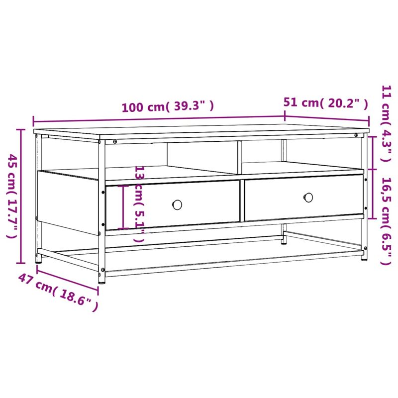 Casa si Gradina - Mobilier - Mese si birouri - Masute de cafea - Masuta de cafea, stejar sonoma, 100x51x45 cm, lemn prelucrat - Infinity.ro