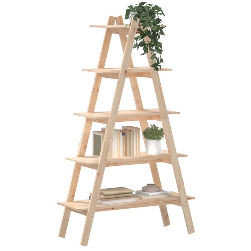 Casa si Gradina - Mobilier - Biblioteci si rafturi - Biblioteci - Raft cu 5 niveluri in forma de A, 110x40x180,5 cm lemn masiv pin, natural - Infinity.ro
