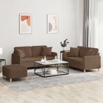 Casa si Gradina - Mobilier - Seturi de mobilier - Seturi living - Set de canapele cu perne, 3 piese, maro, textil - Infinity.ro