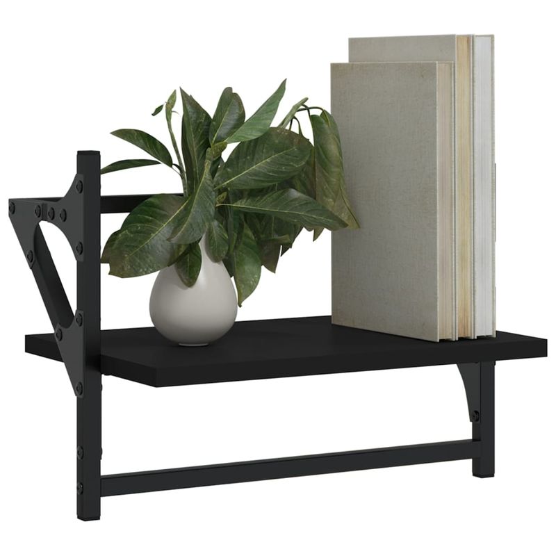 Casa si Gradina - Mobilier - Biblioteci si rafturi - Rafturi - Rafturi de perete cu bare, 2 buc, negru, 40x25x30 cm - Infinity.ro