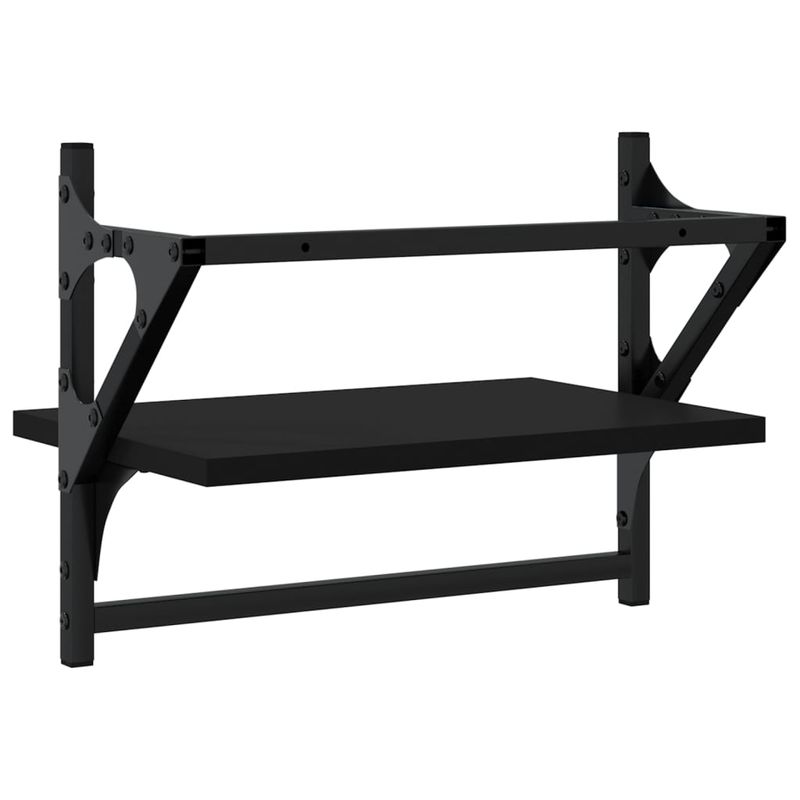 Casa si Gradina - Mobilier - Biblioteci si rafturi - Rafturi - Rafturi de perete cu bare, 2 buc, negru, 40x25x30 cm - Infinity.ro