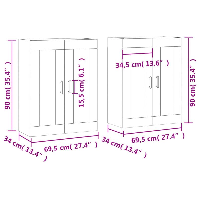 Casa si Gradina - Mobilier - Comode si corpuri - Comode - Dulapuri de perete, 2 buc., stejar afumat, lemn prelucrat - Infinity.ro