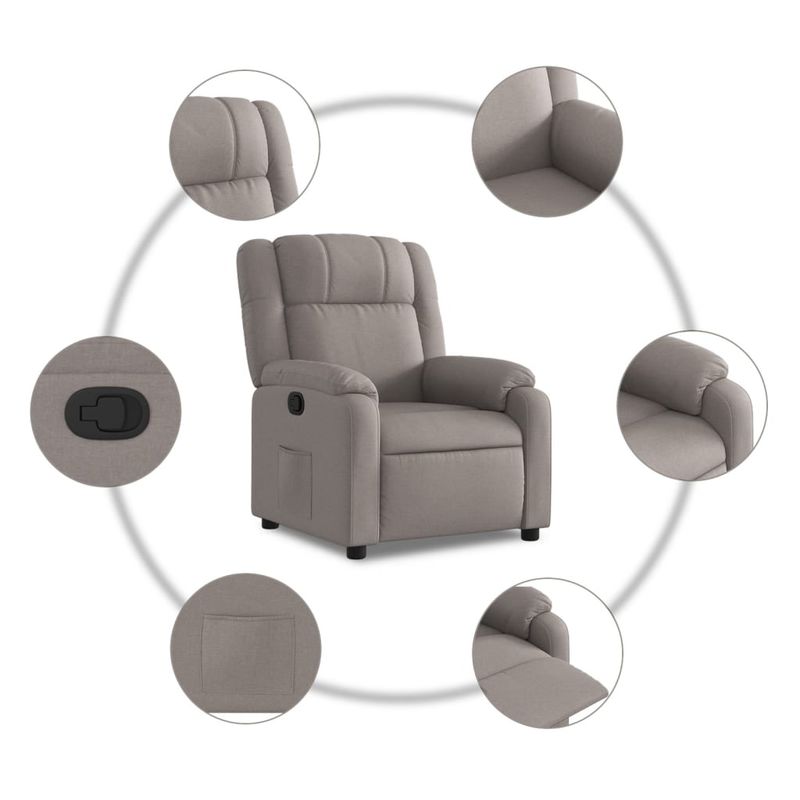 Casa si Gradina - Mobilier - Scaune si fotolii - Fotolii - Fotoliu rabatabil, gri taupe, material textil - Infinity.ro