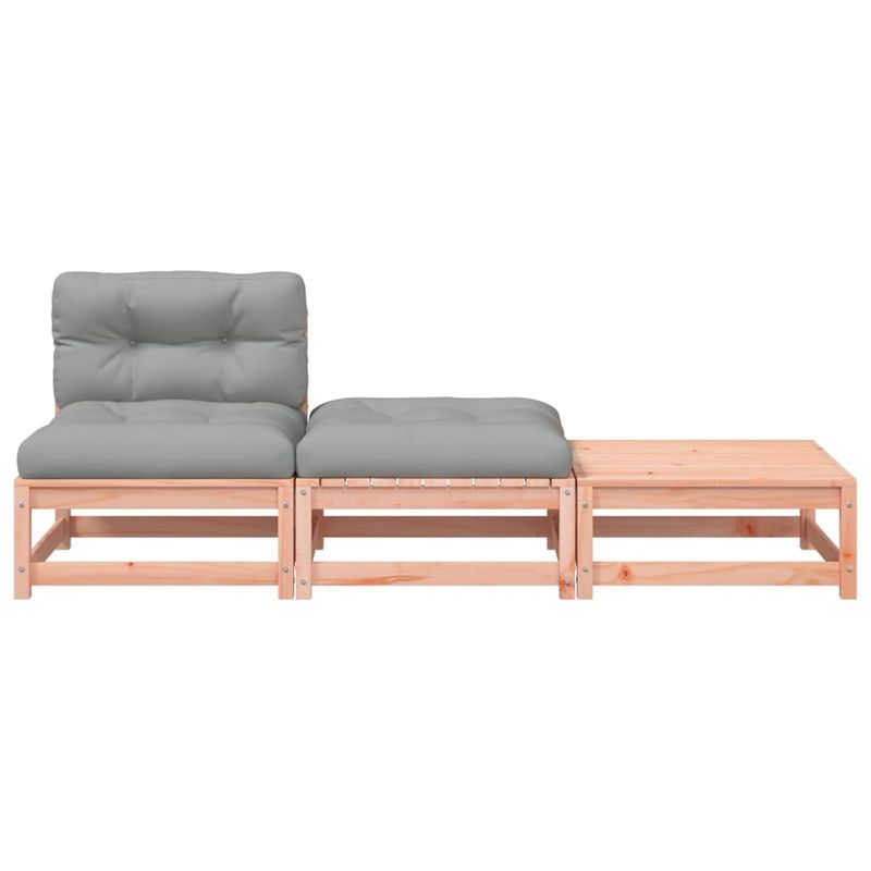 Casa si Gradina - Gradina si terasa - Mobilier exterior - Canapele si fotolii gradina - Canapea de gradina fara cotiere, cu perne și taburete, douglas natural - Infinity.ro