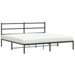 Casa si Gradina - Mobilier - Paturi si accesorii - Paturi - Cadru de pat metalic cu tablie, negru, 200x200 cm - Infinity.ro