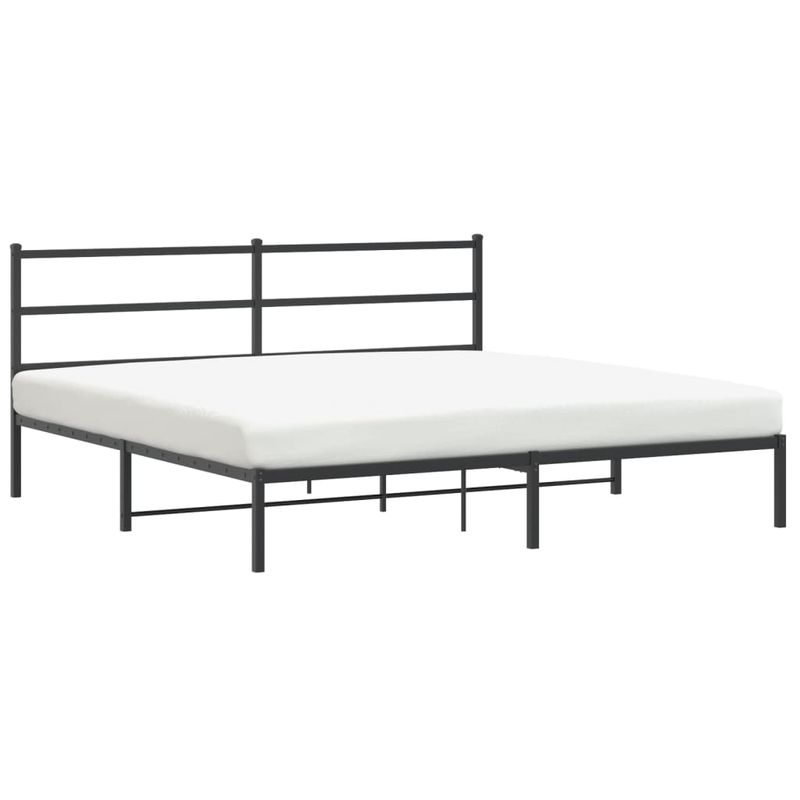 Casa si Gradina - Mobilier - Paturi si accesorii - Paturi - Cadru de pat metalic cu tablie, negru, 200x200 cm - Infinity.ro