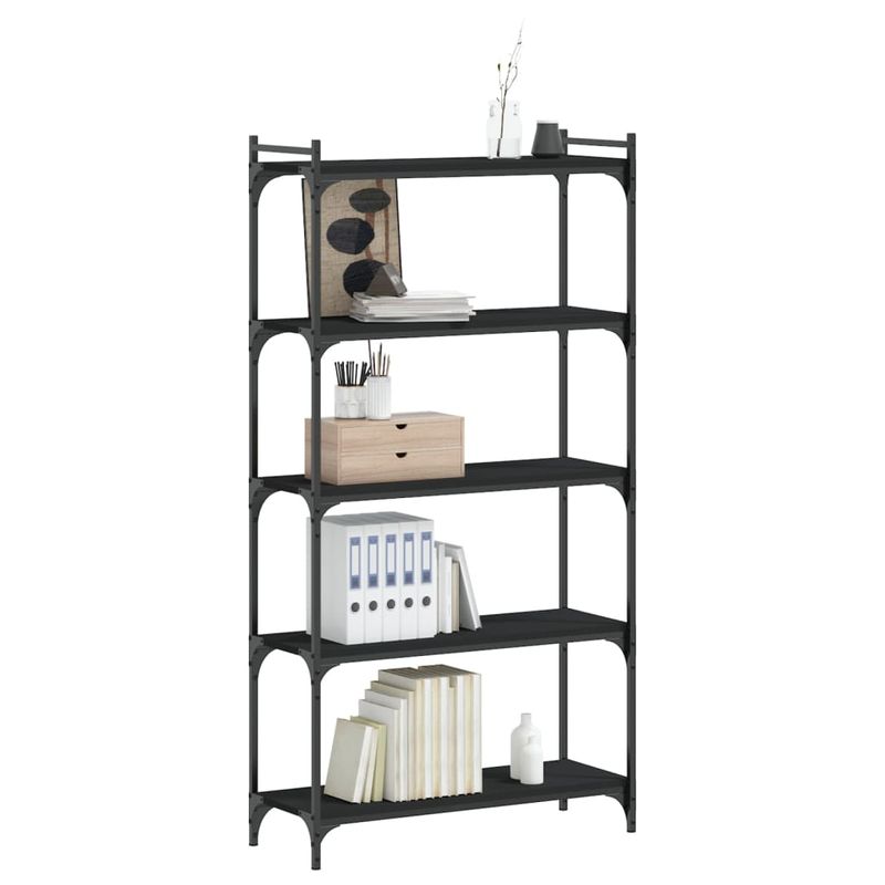 Casa si Gradina - Mobilier - Biblioteci si rafturi - Biblioteci - Biblioteca cu 5 niveluri, negru, 80x30x154 cm, lemn prelucrat - Infinity.ro