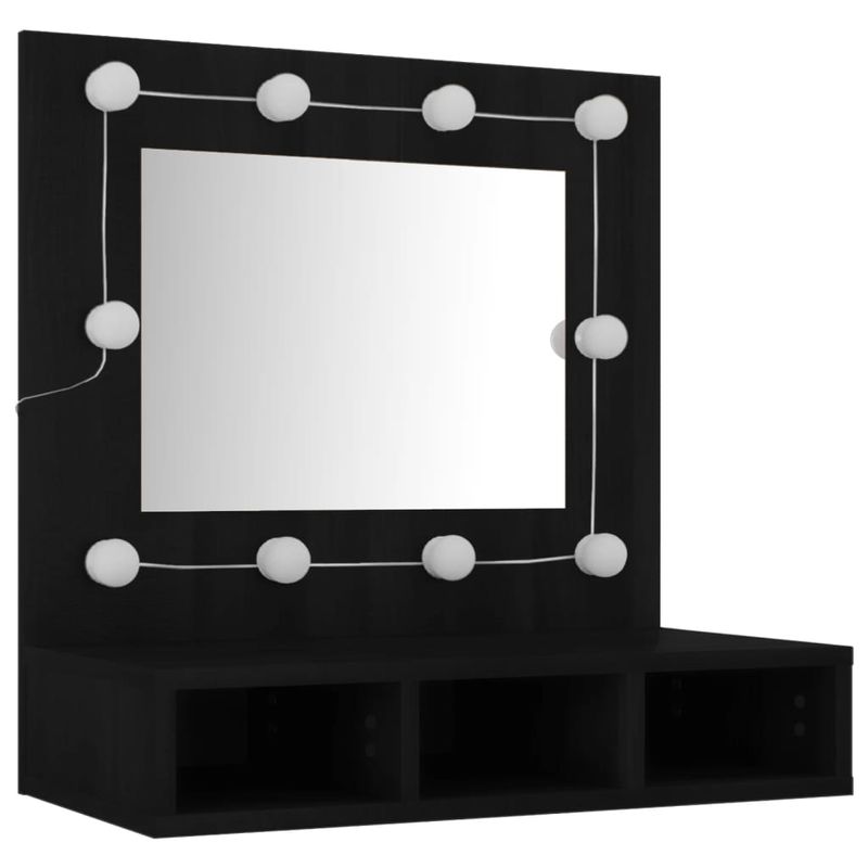 Casa si Gradina - Mobilier - Mobilier baie - Comode baie - Dulap cu oglinda si LED, negru, 60x31,5x62 cm - Infinity.ro