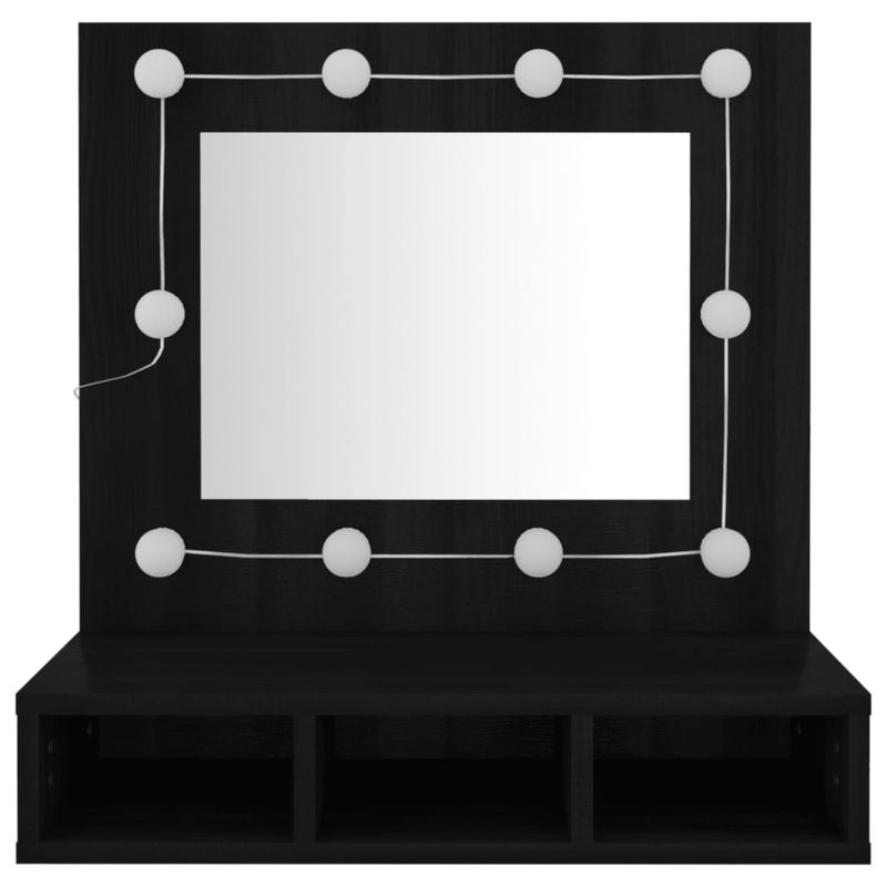 Casa si Gradina - Mobilier - Comode si corpuri - Masute de toaleta - Dulap cu oglinda si LED, negru, 60x31,5x62 cm - Infinity.ro