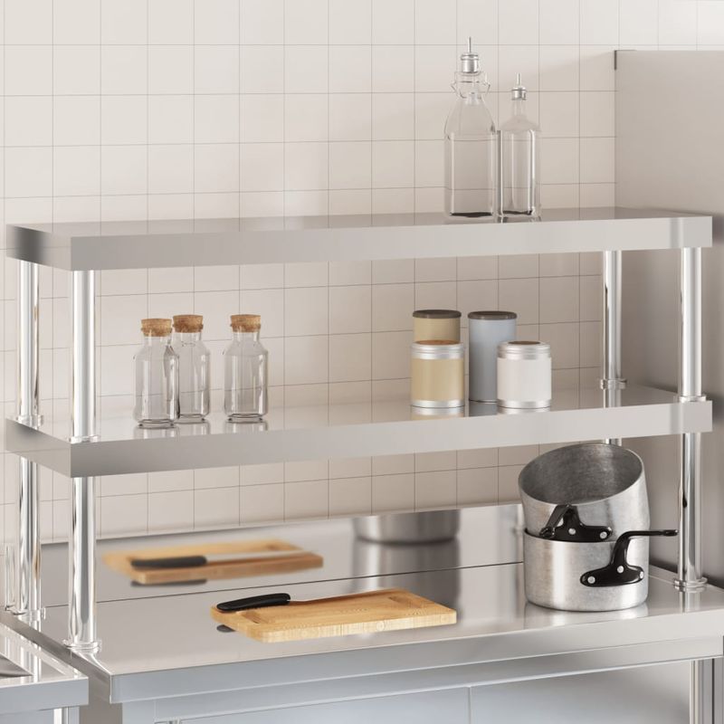 Casa si Gradina - Mobilier - Comode si corpuri - Corpuri bucatarie - Raft cu 2 niveluri masa de lucru, 110x30x35 cm, otel inoxidabil - Infinity.ro