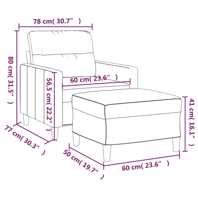 Casa si Gradina - Mobilier - Scaune si fotolii - Fotolii - Fotoliu canapea cu taburet, negru, 60 cm, material textil - Infinity.ro