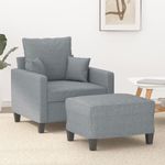 Casa si Gradina - Mobilier - Scaune si fotolii - Fotolii - Fotoliu canapea cu taburet, gri deschis, 60 cm, textil - Infinity.ro