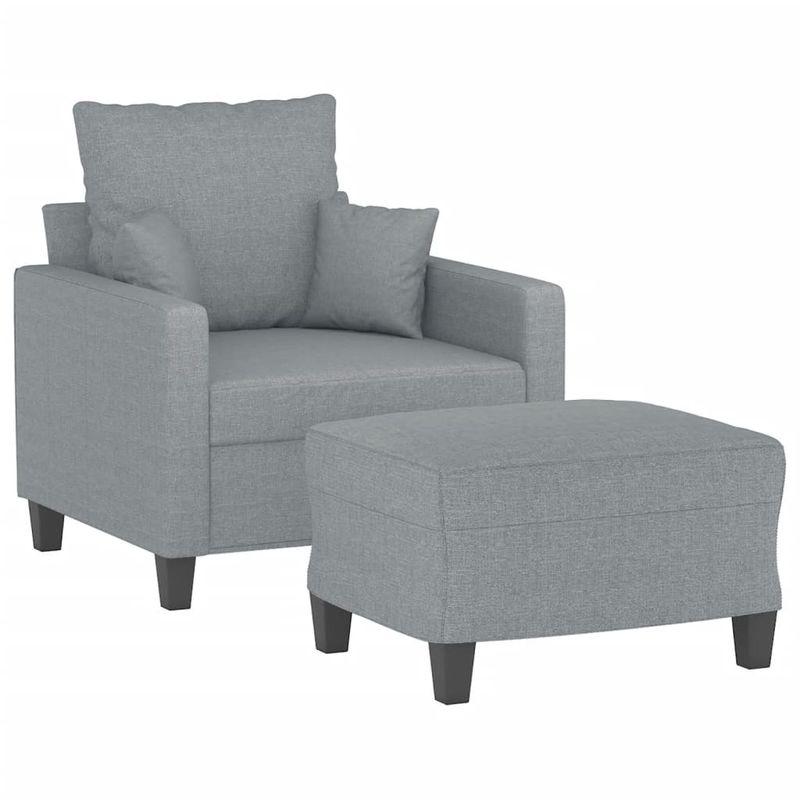 Casa si Gradina - Mobilier - Scaune si fotolii - Fotolii - Fotoliu canapea cu taburet, gri deschis, 60 cm, textil - Infinity.ro