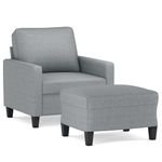 Casa si Gradina - Mobilier - Scaune si fotolii - Fotolii - Fotoliu canapea cu taburet, gri deschis, 60 cm, textil - Infinity.ro