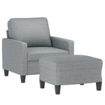 Casa si Gradina - Mobilier - Scaune si fotolii - Fotolii - Fotoliu canapea cu taburet, gri deschis, 60 cm, textil - Infinity.ro