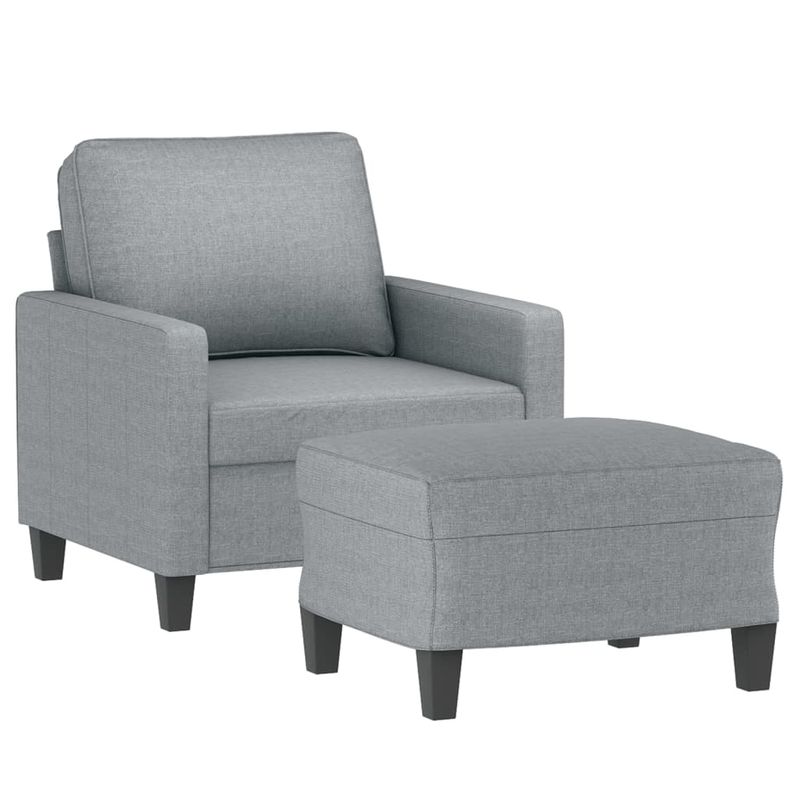 Casa si Gradina - Mobilier - Scaune si fotolii - Fotolii - Fotoliu canapea cu taburet, gri deschis, 60 cm, textil - Infinity.ro