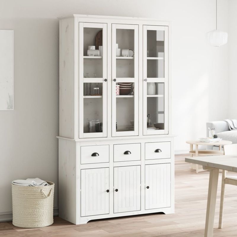 Casa si Gradina - Mobilier - Comode si corpuri - Corpuri bucatarie - Dulap Inalt "BODO", alb, 115,5x43x200,5 cm, lemn masiv de pin - Infinity.ro