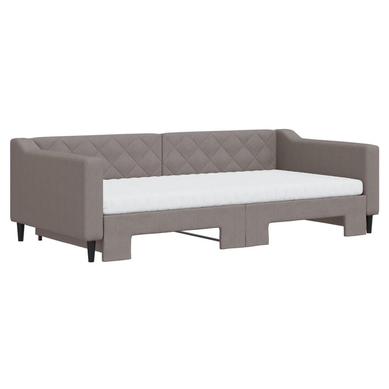Casa si Gradina - Mobilier - Paturi si accesorii - Paturi - Pat de zi cu extensie si saltele, gri taupe, 100x200 cm, textil - Infinity.ro
