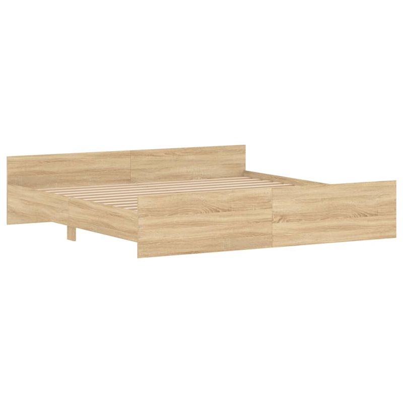 Casa si Gradina - Mobilier - Paturi si accesorii - Paturi - Cadru pat cu tablie la cap/picioare, stejar sonoma, 200x200 cm - Infinity.ro