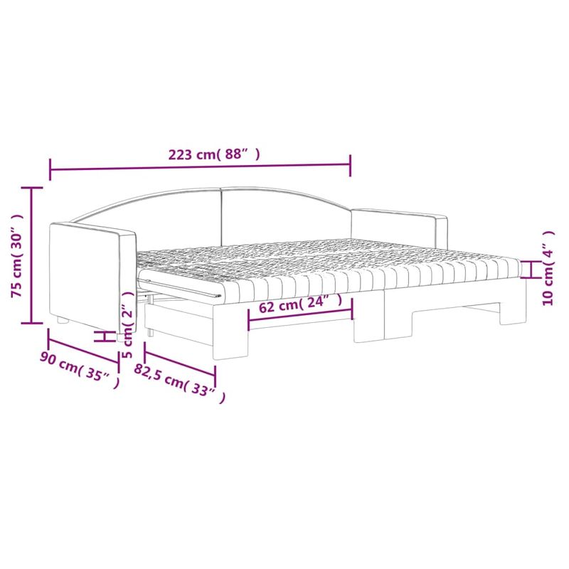 Casa si Gradina - Mobilier - Paturi si accesorii - Paturi - Pat de zi cu extensie si saltele, crem, 80x200 cm, textil - Infinity.ro
