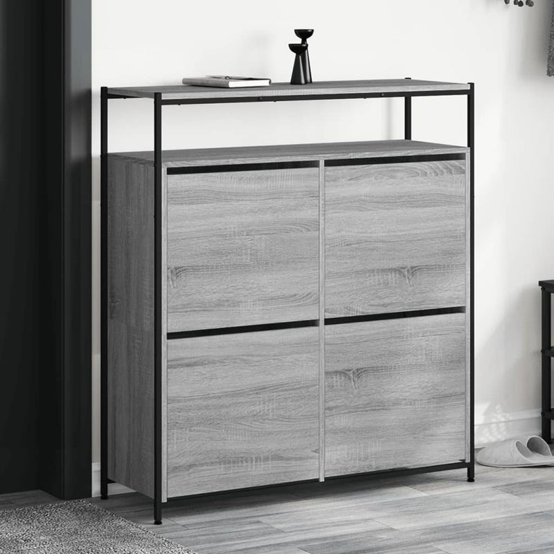 Casa si Gradina - Mobilier - Organizare si depozitare - Organizator incaltaminte - Pantofar cu 4 sertare rabatabile, gri sonoma, 100x34x112 cm - Infinity.ro